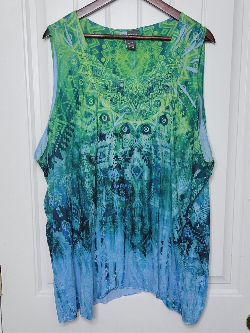 Liz & Me Green and Blue Ombre Tank with Tribal Print
